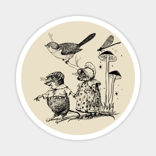 Weirdcore mice bird and mushrooms Magnet